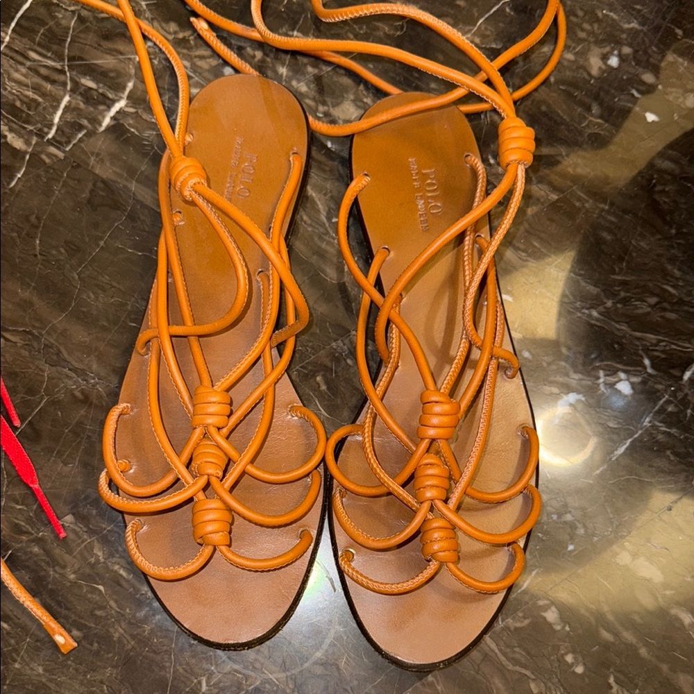 Polo Ralph Lauren Orange Lace-Up Sandals